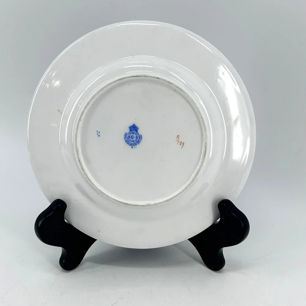 Royal Worcester Blue Willow Dessert Plate English China Pagoda Gold Rim 7